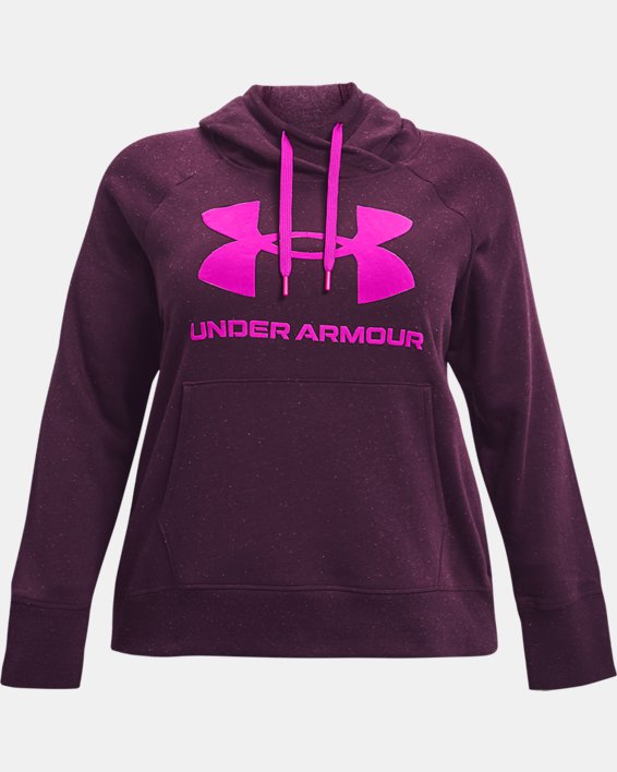 Sweat à capuche avec logo UA Rival Fleece pour femme, Purple, pdpMainDesktop image number 4